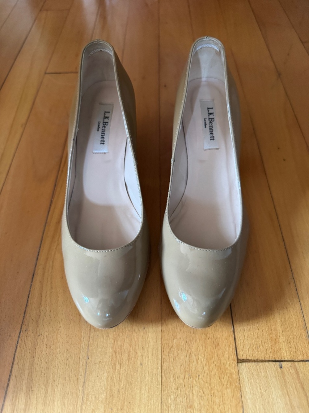 L.K.Bennett Zella Wedge. Taupe Patent Leather Size 36.5
